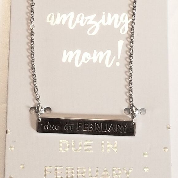 Due in February Engraved Stainless Steel Necklace - Picture 2 of 6